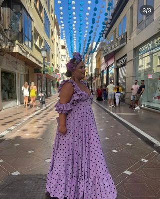 Vestido Flamenca Morado Lunares