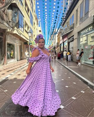 Vestido Flamenca Morado Lunares