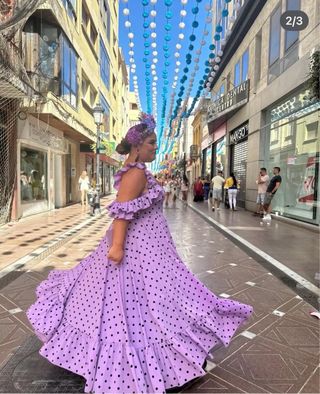 Vestido Flamenca Morado Lunares