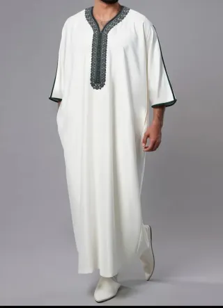 Jlaba Árabe Blanca Talla Única