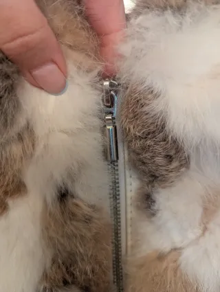 Chaqueta conejo beige y marrón S