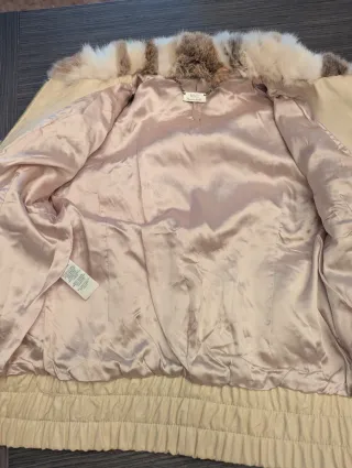 Chaqueta conejo beige y marrón S