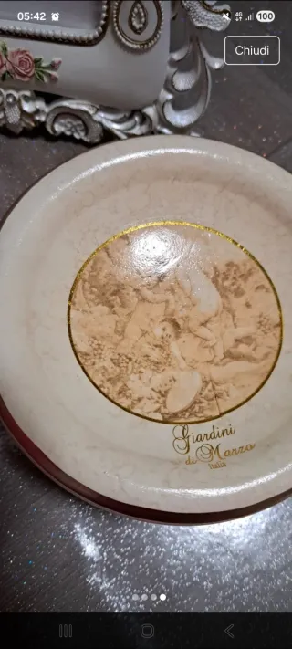 Cornice portafoto + 2 portacenere decorati