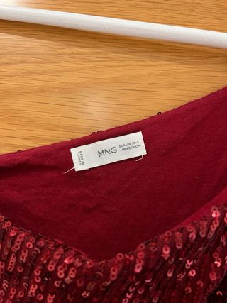 Top Lentejuelas Rojo Mango Talla XS
