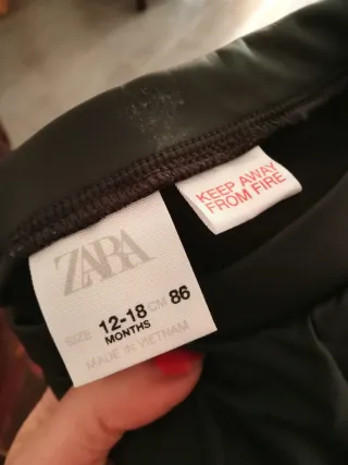 Leggings similpelle neri bimba 12-18 mesi zara