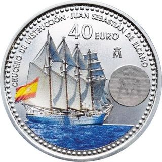 🇪🇸 Moneda Plata 40 Euros Juan Sebastián Elcano
