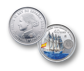 🇪🇸 Moneda Plata 40 Euros Juan Sebastián Elcano