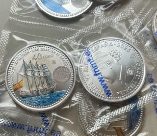 🇪🇸 Moneda Plata 40 Euros Juan Sebastián Elcano