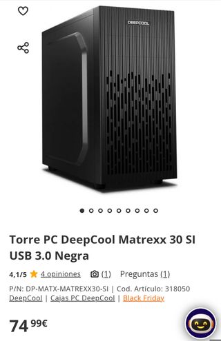 Torre de PC DeepCool Matrexx 30 SI USB 3.0 Negra