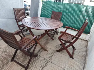 TAVOLO DA GIARDINO PIEGHEVOLE CON 4 SEDIE PIEGHEVOLI