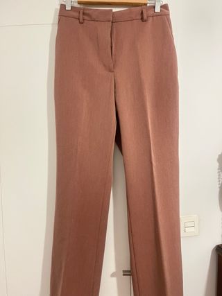 Pantalón recto tiro alto rosa