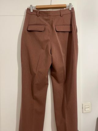Pantalón recto tiro alto rosa