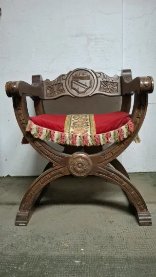 Sillón antiguo madera maciza 62cm ancho
