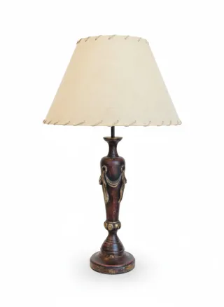 Lámpara de mesa vintage madera tallada