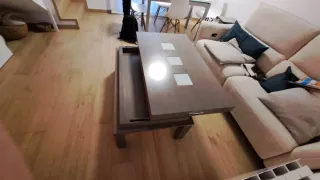 Mesa Centro Elevable Madera con detalles Cristal