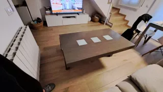 Mesa Centro Elevable Madera con detalles Cristal