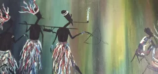 Quadro olio su tela astratto etnico