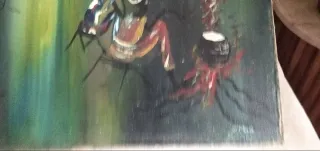 Quadro olio su tela astratto etnico