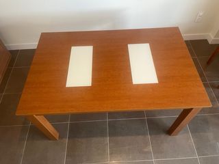 Mesa de comedor madera y cristal