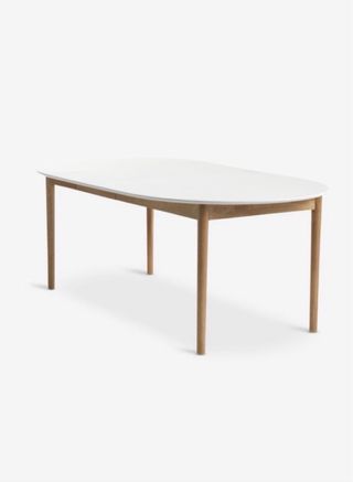 Mesa de comedor elegante dorada y blanca