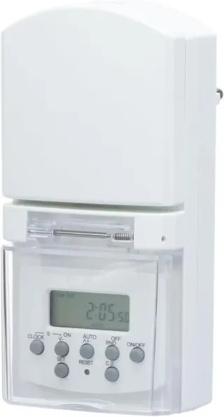 Unitec 48436 Temporizador semanal Mini con Pantalla Digital para Exteriores con protección Infantil, Color Blanco