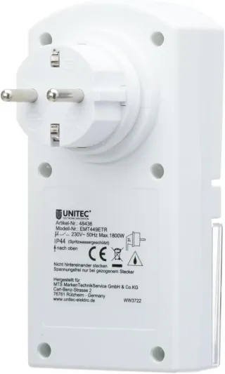 Unitec 48436 Temporizador semanal Mini con Pantalla Digital para Exteriores con protección Infantil, Color Blanco
