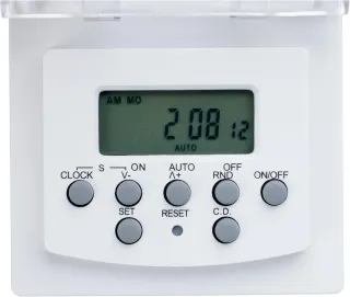 Unitec 48436 Temporizador semanal Mini con Pantalla Digital para Exteriores con protección Infantil, Color Blanco