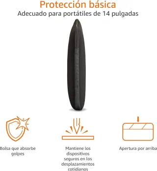 Amazon Basics Funda para portátiles de hasta 14-Pulgadas, Color Negro