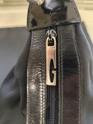 Borsa Gucci Pelle e Tessuto Nero Vintage