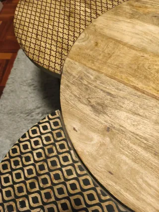 Mesitas redondas de madera (3 unidades)