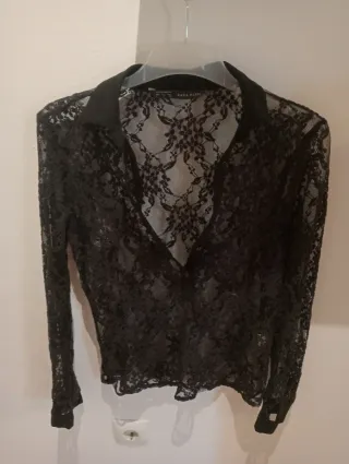 Camisa encaje transparente mujer