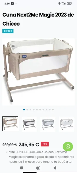 Minicuna colecho Chicco Next2Me Magic