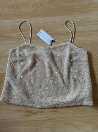 Top lentejuelas Mango con etiqueta