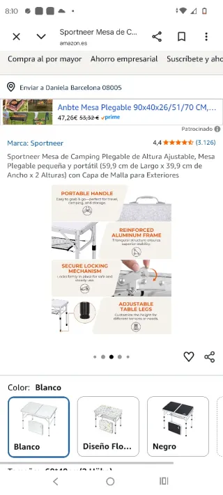 Mesa Plegable Camping Sportneer