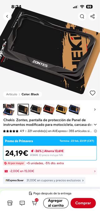 Marco pantalla Zontes 368g moto nueva