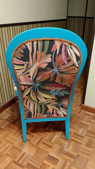 Sillón Alto Estampado Tropical Azul