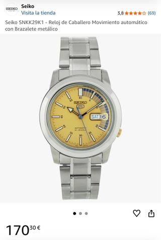 Reloj Seiko 5 SNKK29K1 Esfera Amarilla