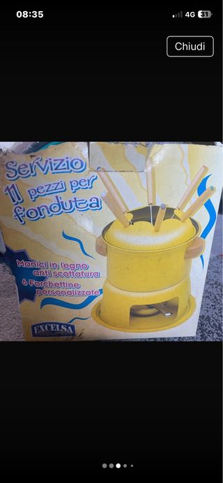 Set per fonduta teal e legno