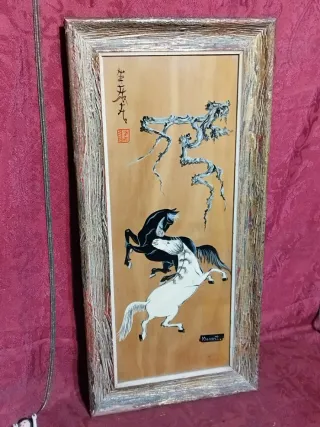 2 Quadri Antichi Dipinti a Mano di Cavalli