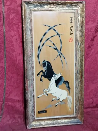 2 Quadri Antichi Dipinti a Mano di Cavalli