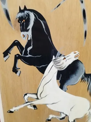 2 Quadri Antichi Dipinti a Mano di Cavalli