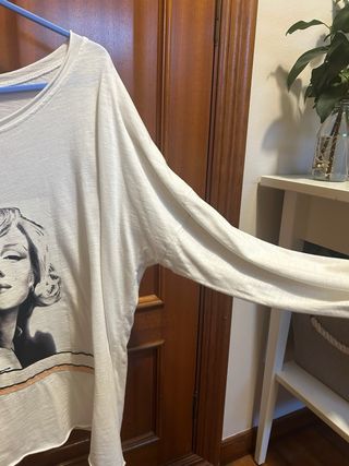 Camiseta Marilyn Monroe y Gato Talla Única