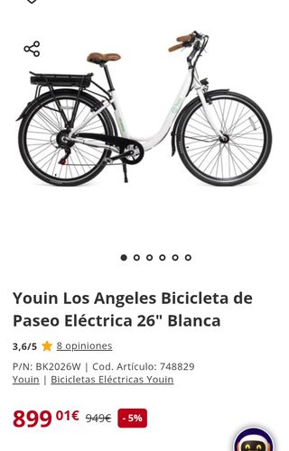 Bicicleta Youin Los Angeles E-Bike 26" 250W 40Km Blanca