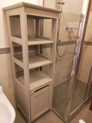 Mobiletto bagno legno beige/grigio