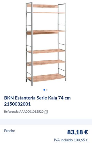 Estantería Kala 74 metal y madera haya 150×74x30 cm