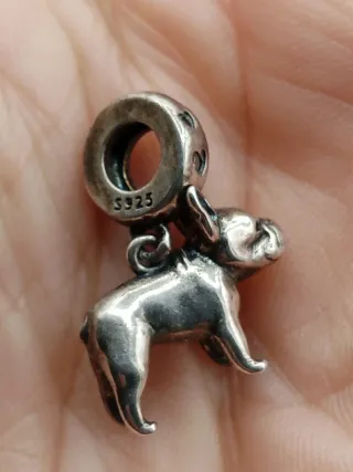 Charm Bulldog Francese Argento Pendente