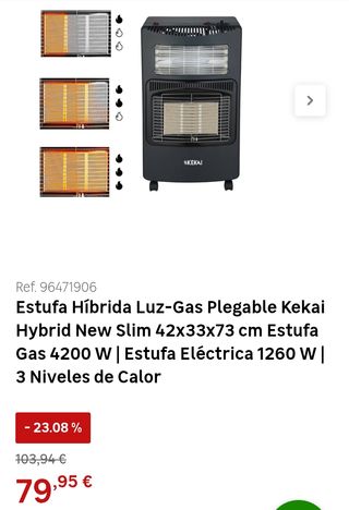 Estufa híbrida luz-gas plegable kekai