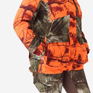 Chaqueta Caza Solognac 500 Mujer Camuflaje Flúor Silenciosa