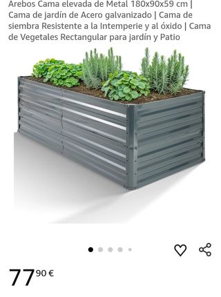 Arebos Cama elevada de Metal 180x90x59 cm Jardinera elevada