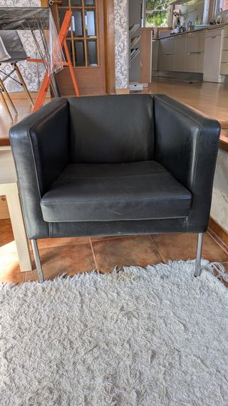 Sillón IKEA Klappsta Piel Negra